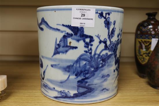 A blue and white Chinese jardiniere